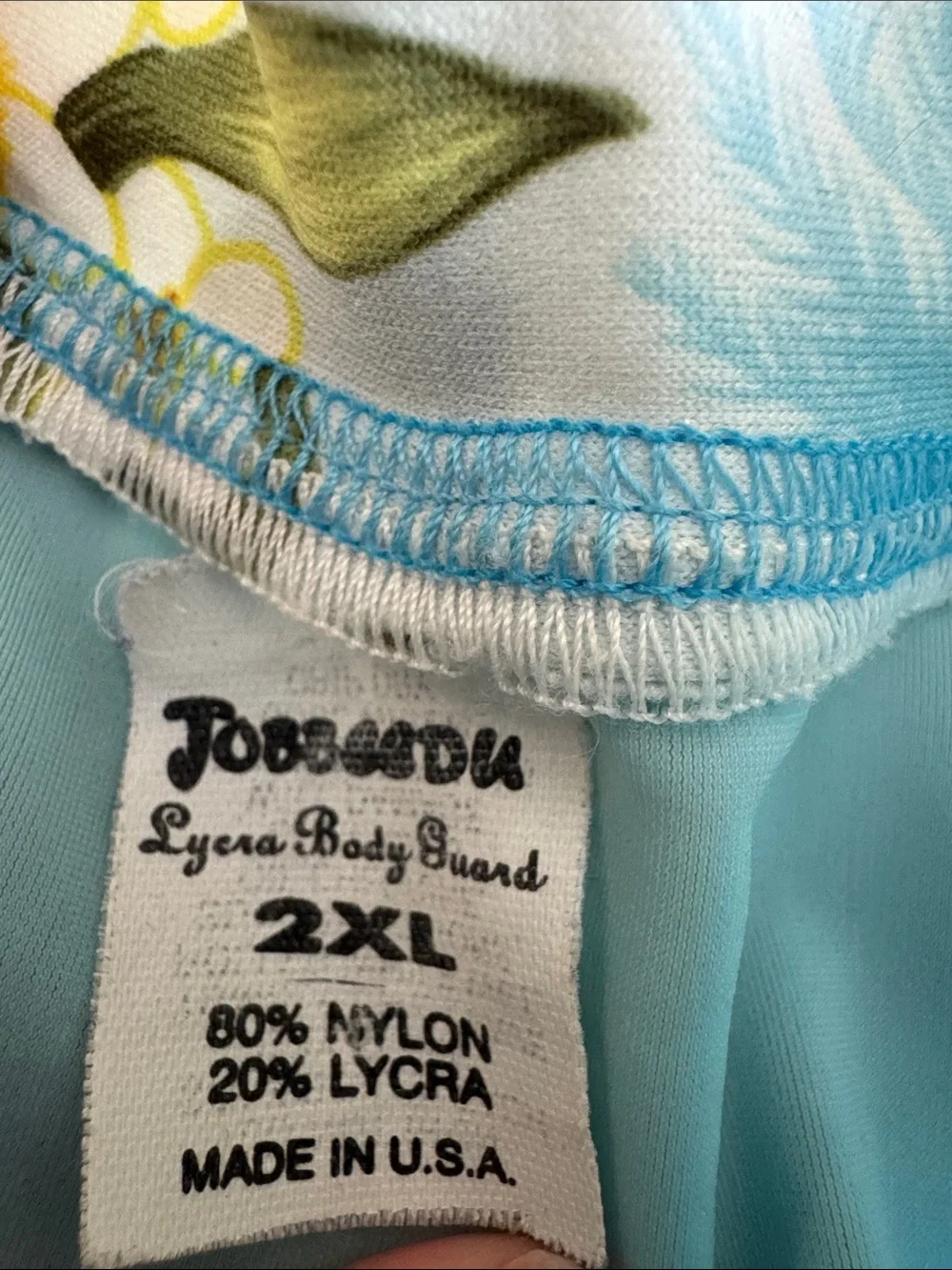 Ron Jon Kids XXL Lycra Rash Guard Bodyguard Aqua Blue Floral Surf Shirt